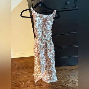 Petal & Pup Backless Floral Dress in Cream and Brown